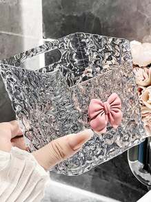 1pc Bathroom Face Towel Storage Box Wall-Mounted Vanity Organizer Rack