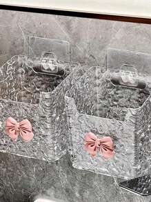 1pc Bathroom Face Towel Storage Box Wall-Mounted Vanity Organizer Rack