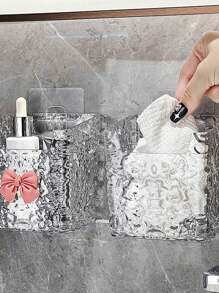 1pc Bathroom Face Towel Storage Box Wall-Mounted Vanity Organizer Rack