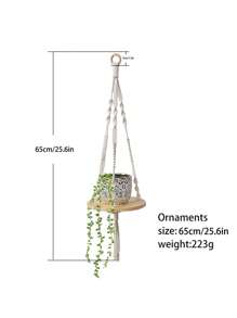 1PC Handmade Nordic Woven Wall Hanging - Round Macrame Plant Stand, Balcony Decorative Stand, Living Room, Bedroom, Bohemian Style Storage Rack, Wall Decor, Hanging Basket Organizer, Indoor/Outdoor Decor Room Decors Garden Decor Wedding Decor Home Decors