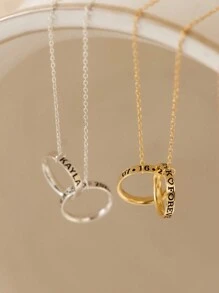 1pc Engaged Interlocking Circles Neck By Caitlyn Minimalist • Couple Neck • Personalized Anniversary Gift • Gift For Wife, Including A High-End And Exquisite Gift Box, For The Beloved One