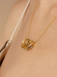 1pc Engaged Interlocking Circles Neck By Caitlyn Minimalist • Couple Neck • Personalized Anniversary Gift • Gift For Wife, Including A High-End And Exquisite Gift Box, For The Beloved One