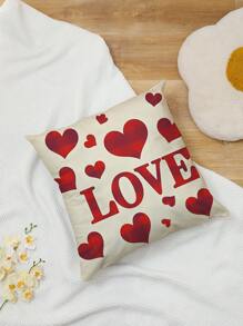 1 pièce Taie d'oreiller imprimée en forme de cœur pour la Saint-Valentin, à un seul côté, housse de coussin pour la décoration de la maison, sans insert de coussin, parfait cadeau de la Saint-Valentin et housse de coussin décorative