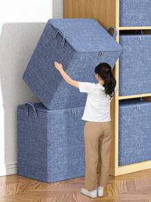 1-Piece Storage Bag For Clothes, For Organizing Bedrooms, Wardrobes, Clothing, Quilts, Storage Bag With Lid And Handle, Blue - XL - View 4