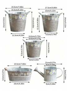 1 pezzo Vaso da fiori in ferro vintage lavorato a rilievo, vaso da fiori in latta bianca vintage con manici in legno stile giapponese Mori, vaso ovale per balcone, fattoria, giardino, esterno, vaso da tavolo per piante, secchio in ferro per piante da esterno, decorazione per giardino e casa
