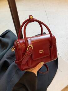 New High-Quality Minimalist Solid Color Maladeh Handbag, Beautiful Design Casual Crossbody Bag, Minimalist Solid Color Classic Dignified Shoulder Bag For Work, Dating, Women, Holiday Gift, Best Mother's Day Gifts Women , Mum Gifts, Mother's Day - Burgundy - View 6
