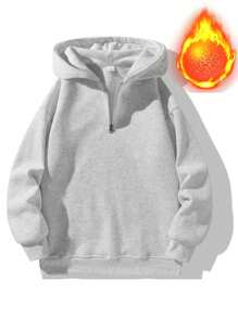 Girlfriend Style Women's Must-Have Sweatshirt Autumn And Winter Women's Half-Zipper Hat Fitness Color Fashion Leisure Sweatshirt, Running, Fitness, Sports, Camping, Participation, Travel. Outdoor Sports Fashion Pullover - Grey - View 3