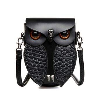 Sac à l'épaule rétro chic avec motif hibou pour femme en PU. Sac bandoulière hibou Steampunk créatif pour femme avec porte-monnaie. Sangle d'épaule réglable avec doublure en polyester et fermeture éclair sécurisée