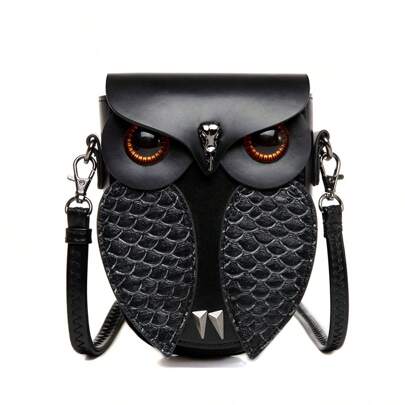 Women's Chic Retro Owl Shoulder Bag PU Flip Women's Steampunk Owl Crossbody Bag Creative Coin Purse Adjustable Shoulder Strap With Polyester Lining And Secure Zip Closure