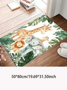 Tapis de zone animaux de safari de la jungle - Tapis en polyester lavable pour bureau, chambre, salon, cuisine, velours cristal, motif forêt girafe éléphant zèbre, tapis cadeau - Multicolore - Voir 18