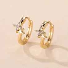 1 par de pendientes con diseño minimalista de estrella, accesorios versátiles de fiesta de estilo coreano para mujeres