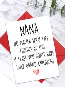 1pc "You Are The Best Nana" Birthday Greeting Card, Fun And Heartfelt Birthday Wishes For Grandma (Comes With Random Style & Color Envelope),Mother's Day,Mom's Gift - Nana's Grandson Is Not Ugly - View 1