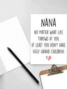 1pc "You Are The Best Nana" Birthday Greeting Card, Fun And Heartfelt Birthday Wishes For Grandma (Comes With Random Style & Color Envelope),Mother's Day,Mom's Gift - Nana's Grandson Is Not Ugly - View 3
