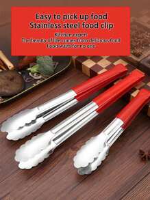 1件/2件优质不锈钢食物夹，高端面包夹，自助餐商用食物夹，硅胶手柄食物夹，厨房烧烤夹，适用于厨房、餐厅、酒店 - 銀色 - 查看 8