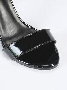 Ronde neus enkelband zwarte hoge hak sandalen voor dames