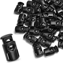 10pcs/20pcs/50pcs Single Hole Plastic Cord Locks For Umbrella Ropes, Elastic Shoelace Locks, Pull Cord Fasteners For Drawstring, Spring Gloves And Hoodies - Black - View 13