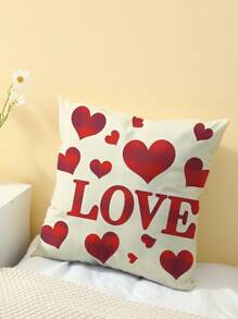 1 pièce Taie d'oreiller imprimée en forme de cœur pour la Saint-Valentin, à un seul côté, housse de coussin pour la décoration de la maison, sans insert de coussin, parfait cadeau de la Saint-Valentin et housse de coussin décorative