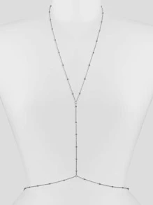 1 件简约优雅时尚珍珠链项链身体链首饰女士海滩风格 - 金色 - 查看 7