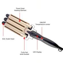 1pc 22mm Plug-In Triple Barrel Curling Iron For Wavy Hair, Egg Rolls Curling Wand, Multi Colors, Great Gift Choice