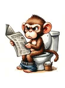 1 szt. Zabawna małpka czytająca gazetę na naklejce na toaletę, naklejka ścienna do dekoracji domu, odpowiednia na deskę sedesową i zbiornik na wodę, dekoracja łazienki, jesienna dekoracja