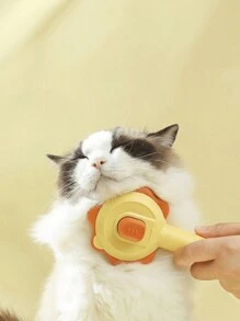 不锈钢猫/狗爱好者礼物和狗/猫妈妈爱宠物美容刷，单键易清洁除毛刷，无需电池，适合狗爱好者和狗妈妈爱和猫爱好者和猫妈妈爱