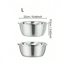 2 piezas/set de Canastos coladores de acero inoxidable premium: Diseño de doble capa para un drenaje eficiente, gran capacidad, ideal para lavar frutas y verduras. Un artículo imprescindible en su cocina, para cocina, alimentos, camping, vacaciones, playa, decoración de habitaciones, organizador, fiestas y viajes.