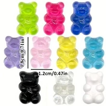 12pcs Acrylic Bear Charms For Shoes - Transparent & Assorted Light Colors, DIY Fashion Shoe Buckle Accessories For Personalization - Multicolor - View 10