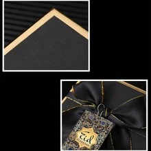 2 Packungen Geschenkbox Event Party Zubehör Verpackung Schwarze Goldene Dicke Geschenkbox mit Schleifenbox, Geschenkverpackung, geeignet für Valentinstag und Party Geschenkverpackung, schwarzes Gold Set (Anhänger und Geschenkbox)