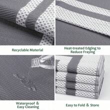 Outdoor Rug,Patio Rug,Reversible Portable Outdoor Plastic Straw Rug,Camping Rugs For Outside RV,Large Waterproof Area Rugs For Patio,Deck,Picnic,Porch,Balcony(9'x 12',White&Gray)