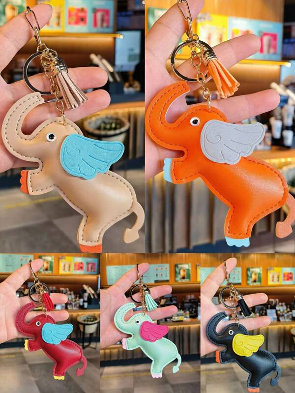 1 Peça Pu Elefante Pingente Chaveiro Bolsa Charme, Moda Tronco Up Elefante Acessório de Capa de Celular