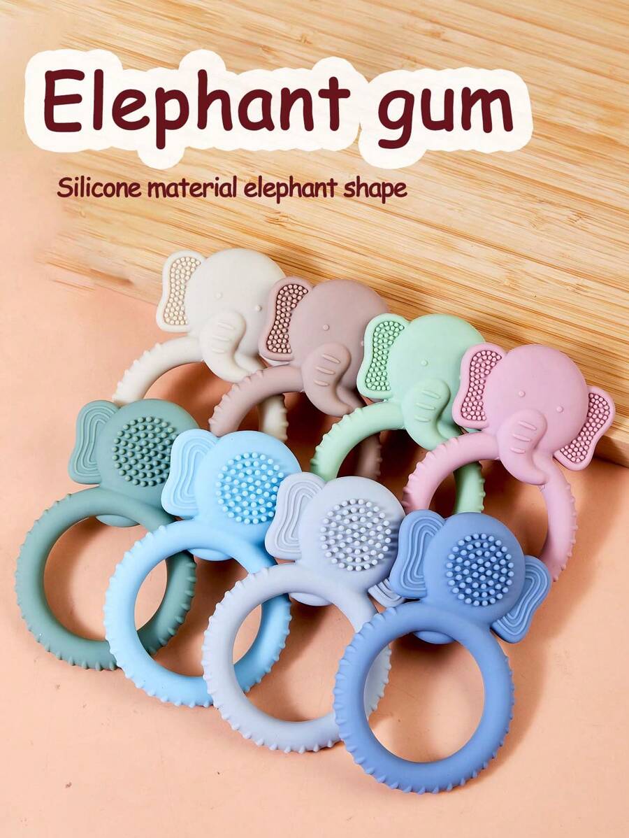 1pc Cute Elephant Silicone Baby Teether, Daily Casual Supplies