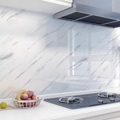 1 rol glanzend marmer contactpapier voor huisdecoratie, wit zelfklevend behang, marmeren behang, zelfklevend verwijderbaar marmer contactpapier voor kasten, vinyl badkamer waterdicht behang, kamerdecoratie, wanddecoratie, badkamerdecoratie, slaapkamerdecoratie, kamerdecoratie, spullen voor woonkamerdecoratie, huisdecoratie, woondecoratie, woonkamerbehang, stickers, muurstickers