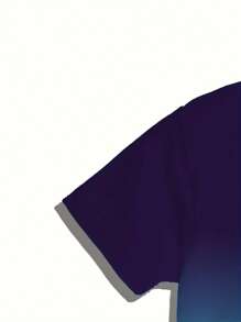 2 piezas de conjunto co-ord de verano con degradado para hombres: camiseta de cuello redondo de manga corta y pantalones cortos con cordón y bolsillos - Tela de poliéster, ligeramente elástica, lavable a máquina, estilo casual