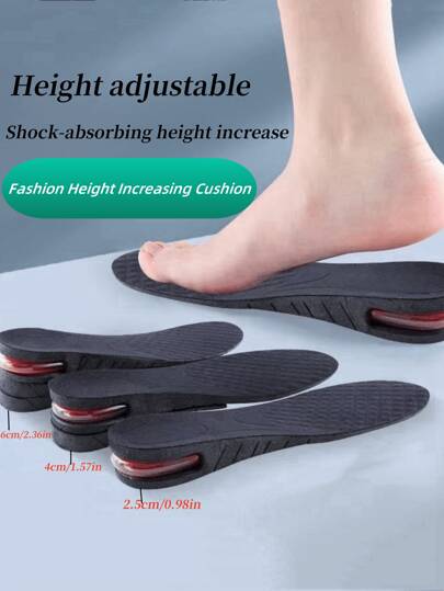 1 Pair Men's Invisible Height Increasing Insole Cushioning Height Adjustable Heel Insole Lining Height Increasing Support Absorbent Foot Care Pads