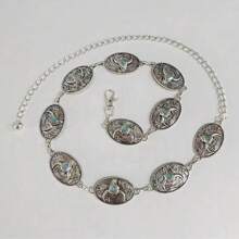 欧美跨境单层金属牛头链腰链复古百搭时尚腰饰适用于连衣裙夏季、校园秋季、秋季、万圣节