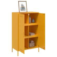 Stylish Mustard Yellow Steel Highboard 613 Cm Modern Storage Cabinet - Yellow - View 4