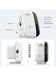 1 300Mbps 远程 WiFi 信号增强器中继器 - 扩展 WiFi 覆盖范围、可靠连接、 - 查看 5