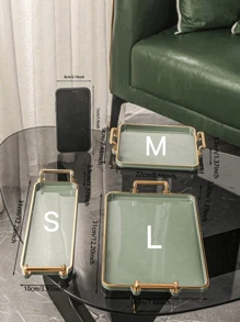 1pc Handled Tray, Suitable For Home, Casual Household, Kitchen Use - White - View 4