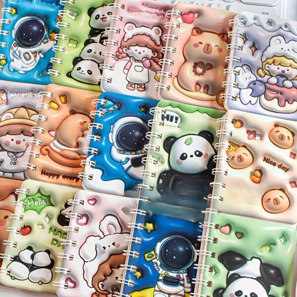 1/4/16 Spiral-Bound Notepad Set, Compact Mini Notebook For School And Office, A7 Expansion Coil Notebook, Highly Attractive Horizontal Line Notebook Pocket Portable Notebook,School Supplies,Back To School