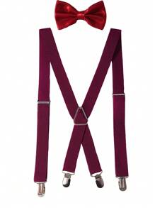 4 Pcs Crisscross Suspenders & Bow Set, Solid Color Elastic Suspenders & Bow Suit, Suitable For Casual Wear, Banquet, Wedding, Party Autumn-Winter Accessories Halloween Costume,Suitable For Teens, Youth,Men,Casual, Outdoor, Athletic, Vacation, Graduation Gifts, Birthday, Daily Wear For Going Out Outfit Wedding Party And For Gift Halloween Costume - Multicolor - View 5