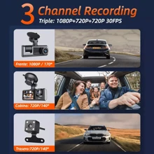 Accesorios para automóviles, grabadora de conducción 1080P + aplicación + WIFI, monitoreo frontal del automóvil + monitoreo en el automóvil + monitoreo trasero del automóvil.Aplicable a los taxistas de Didi