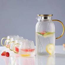 高硼硅玻璃茶壶套装 米粒花朵图案 耐热 适合泡茶 厨具 - 彩色 - 查看 11