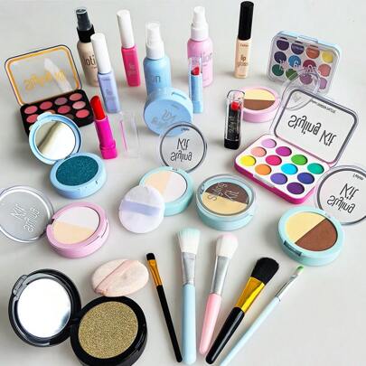 3/10/12pcs Girls Pretend Makeup Toys Beauty Salon Set, Realistic Lipstick Eyeshadow Vanity Playset, Suitable For 4-8 Years Old Girl, Fashion Makeup Party Gift For Kids Christmas Birthday (No Real Cosmetics)