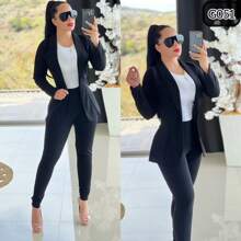 SET DE TRAJE BLAZER TOP PANTALON - Negro - Ver 2