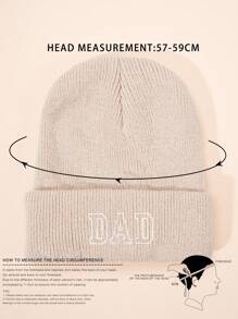 3 件/1 件刺绣“DAD MAMA MINI”字母亲子针织帽，适合男婴女婴的保暖滑雪帽，Y2K 风格户外冬季针织帽，适合日常穿着和服装 - 米色親子針織帽 - 查看 5