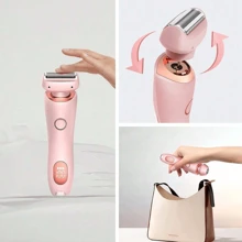 1件装二合一女士电动剃须刀及比基尼修剪器，便携式干湿两用私处脱毛器，适用于腋下、私密部位、腿部、手臂，剃须顺滑 - 彩色 - 查看 12