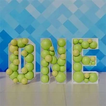 1 件装字幕字母马赛克大字母气球框架适用于生日派对婚礼背景装饰周年装饰预切大泡沫板（不含气球或热熔枪） - 白色 - 查看 10