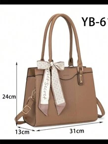 High Quality Small Square Women's Bag, Crossbody And Versatile, With Very Beautiful Pendant, Double Pull Style - màu nâu - Xem 3