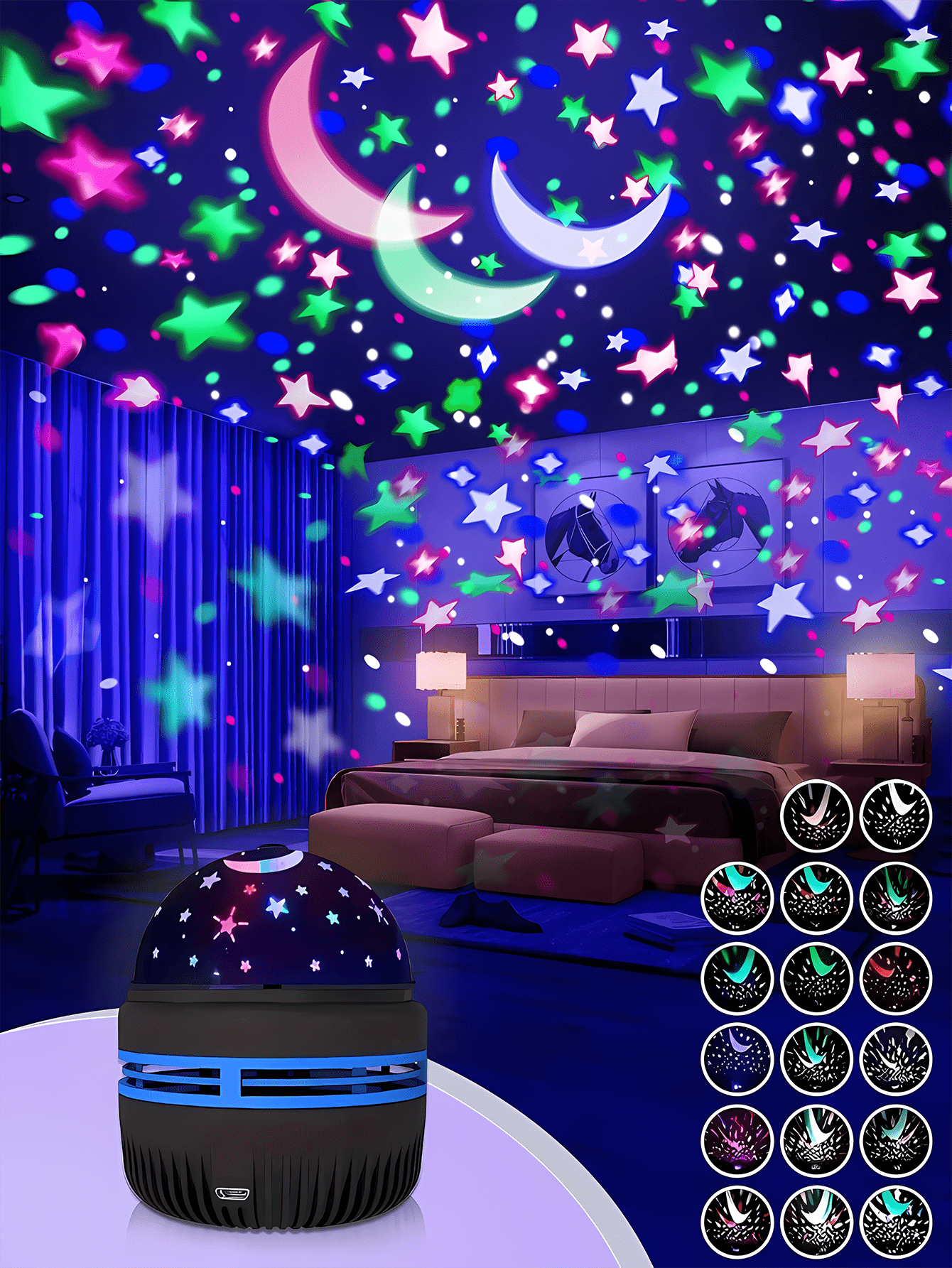1pc Star Night Light Projector USB-Powered - Self-Rotating, Color-Changing LED Lights For Bedroom, Game Room, Home Theater Decor - Perfect For Christmas And Halloween Gifts, Party Atmosphere Lights, Ballroom Rotating Star Night Lights., Wolf Theme, Different Colour Scheme Projector