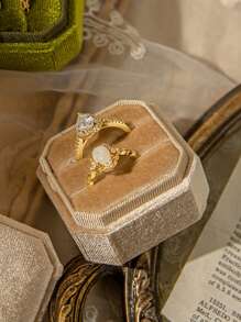 高端韩版丝绒天鹅双环首饰盒|母亲节|圣诞节女友生日礼物